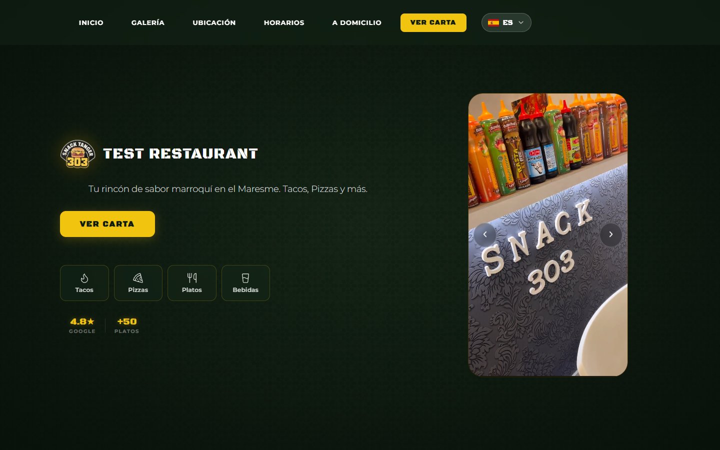 Snack Tanger 303: captura de la web
